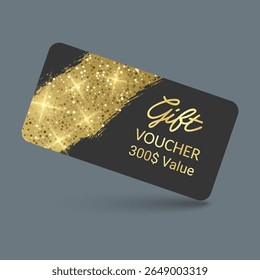Elegante Golden Gift Voucher com ouro Glitter para ocasiões especiais