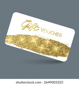Elegante Golden Gift Voucher com ouro Glitter para ocasiões especiais