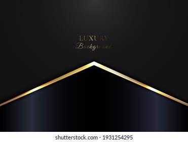 Elegant golden glowing triangle on black and blue background luxury concept. Vector illustration