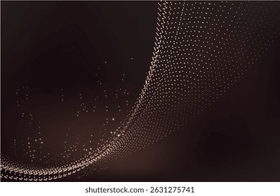 Elegantes linhas de ondas brilhantes douradas com efeito de iluminação cintilante sobre fundo marrom. Design de prêmio de modelo. Ilustração vetorial. Mousse Mocha 