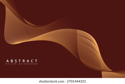 Elegant golden gradient abstract wave background design with luxury smooth curved lines and glowing light effect