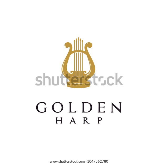 Elegant Golden Greek Harp, Lyre Classic Luxury\
Gold music instrument Logo design\
