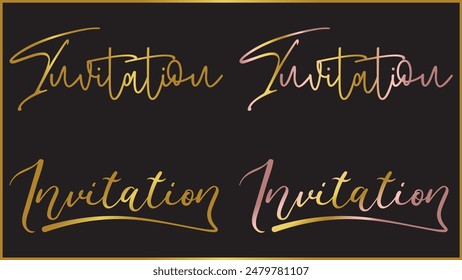 Elegant golden hand written vector Invitation calligraphy word, Handwriting style Invitation word, Isolated invitation word vector illustration.