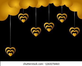 elegant golden heart. golden heart background - vector