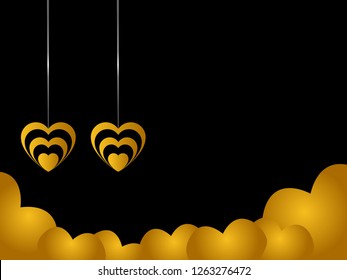 elegant golden heart. golden heart background - vector