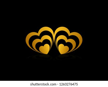 elegant golden heart. golden heart background - vector