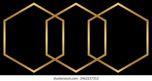 Elegant Golden Hexagonal Shapes Pattern Background, Logo Design Elements Vector Illustration.