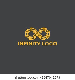 Elegant golden infinity logo symbolizing blockchain. crypto. and digital finance. Perfect for cryptocurrency branding. fintech identity. and modern tech-related visual design projects.