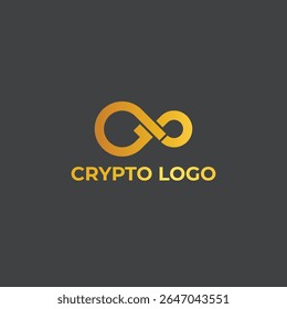 Elegant golden infinity logo symbolizing blockchain. crypto. and digital finance. Perfect for cryptocurrency branding. fintech identity. and modern tech-related visual design projects. Go symbol 