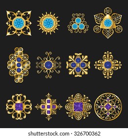 elegant golden jewelry  pendants ornamental set