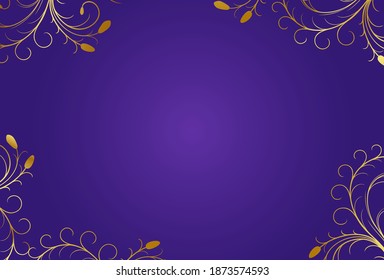 Elegant golden leaf frame background isolated on blue vector design