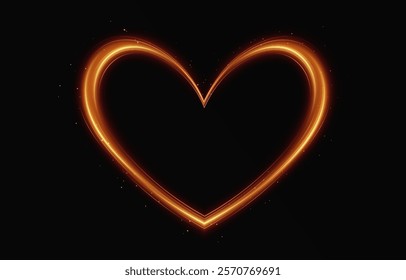 Elegant golden light heart with glowing effects and sparkling particles. Perfect for holiday cards, romantic decorations, or festive banners.