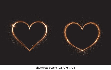 Elegant golden light heart with glowing effects and sparkling particles. Perfect for holiday cards, romantic decorations, or festive banners.