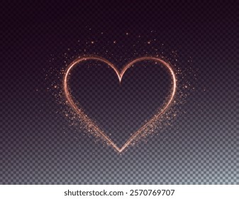 Elegant golden light heart with glowing effects and sparkling particles. Perfect for holiday cards, romantic decorations, or festive banners.