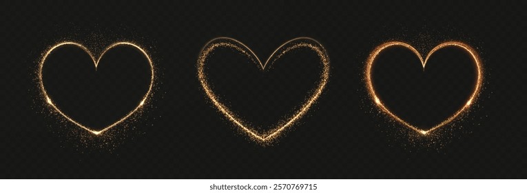 Elegant golden light heart with glowing effects and sparkling particles. Perfect for holiday cards, romantic decorations, or festive banners.