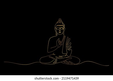 Elegante Goldene Linie Kunstillustration für meditierenden Buddha