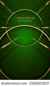 elegant golden lines and circle patterns dark green digital abstract  modern cover and card design element,vector illustration creative futuristic luxury background and wallpaper,award banner.