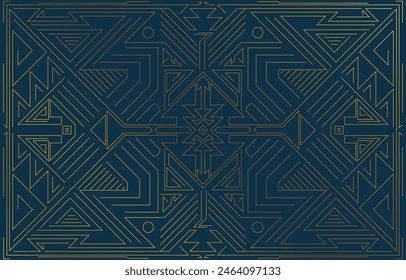 Elegant golden lines, geometric shapes, backgrounds, electronic circuits. On a dark background, navy blue