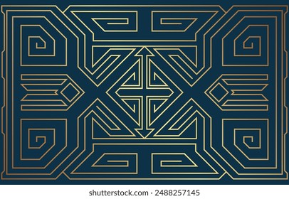 Elegant golden lines, geometric shapes, backgrounds, electronic circuits. On a dark background, navy blue