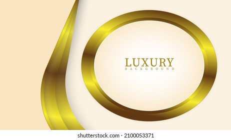 Elegant golden lines on a cream colored background. Elegant realistic paper cut style. 3d. vector illustration