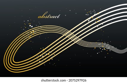 Elegante goldene Linien, Vektorgrafik abstrakter Hintergrund, 3D-dynamische Goldkurve Streifen in Bewegung schönes Design Element, Luxus-Design-Vorlage für Werbung.