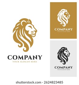 Elegant golden lion head logo for your company identity. Minimalist and powerful design.