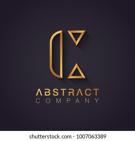 Elegant golden logotype with the letter C. Premium logo design on dark background. Luxury emblem for your brand.