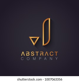 Elegant golden logotype with the letter J. Premium logo design on dark background. Luxury emblem for your brand.
