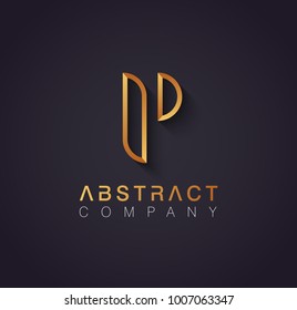 Elegant golden logotype with the letter P. Premium logo design on dark background. Luxury emblem for your brand.