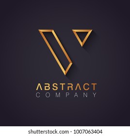 Elegant golden logotype with the letter V. Premium logo design on dark background. Luxury emblem for your brand.