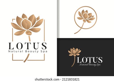 Elegant golden lotus flower logo template