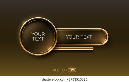 Elegant golden lower third banner template on a dark background, perfect for titles or branding. Vector illustration