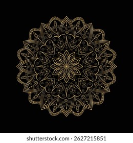 Elegant Golden Mandala Design on Black Background