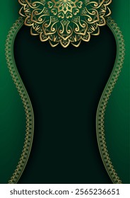 Elegant Golden Mandala on Green Background