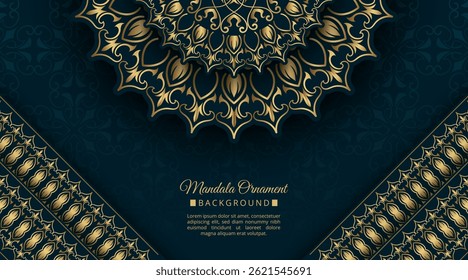 Mandala dourado elegante no fundo verde