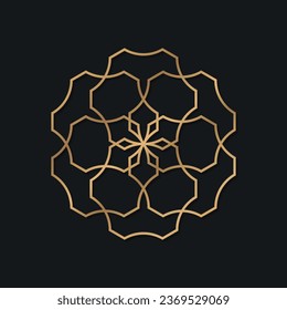 Elegant golden mandala and ornamental logo with arabic style