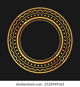 Elegant Golden Mandala-Inspired Circular Frame with Intricate Decorative Patterns