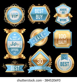 elegant golden medal label collection set for retail usage