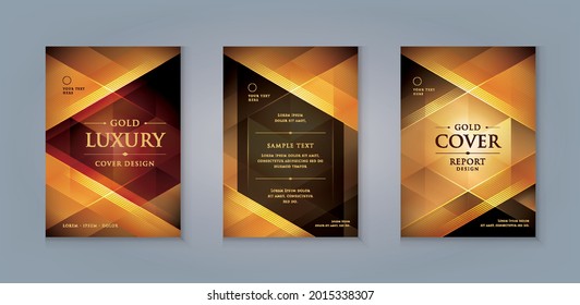 Elegant golden menu cover design template, Luxury Business invitation Card template Design. Abstract Gold Geometric Triangle Background vector, leaflet, Poster, cover brochure, exhibition, banner