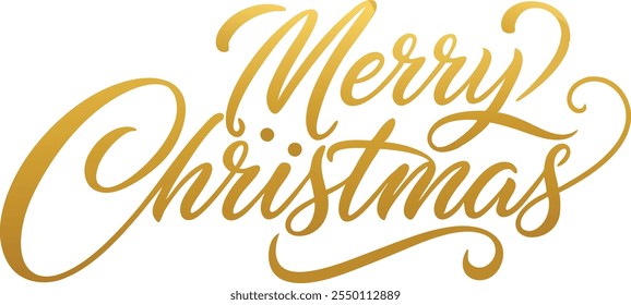 Elegant Golden Merry Christmas Calligraphy, Vector Typography for Cards, Posters and Gift Tags.