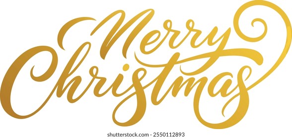 Elegant Golden Merry Christmas Calligraphy, Vector Typography for Cards, Posters and Gift Tags.