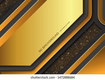 Elegant golden metallic 3D realistic material background, cutout technology style 