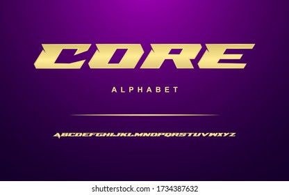 Elegant golden modern alphabet font set