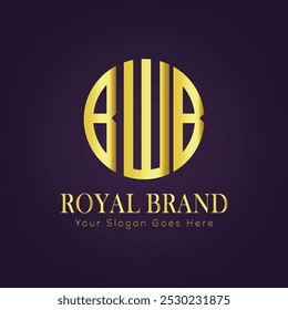 Elegant Golden Monogram on Purple Background
