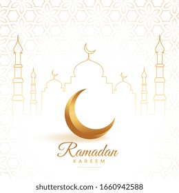 elegant golden moon with mosque ramadan kareem background