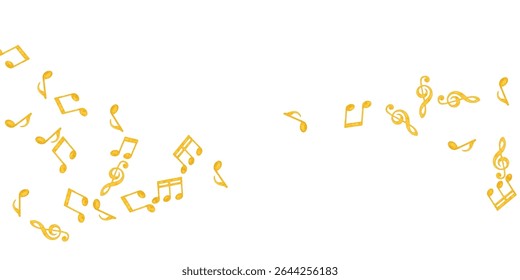 Elegant golden musical notes and treble clefs forming a stylish decorative frame on a white background. Perfect for music lovers, concert posters, invitations, and artistic designs.