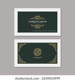 Elegant Golden Ornament Detail Business Card Mockup for Corporate Identity