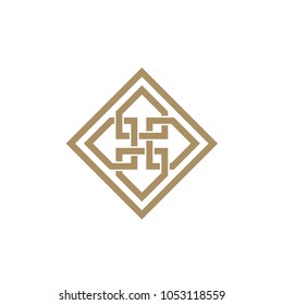 Elegant Golden Ornament Pattern Square Gold Luxury Vector