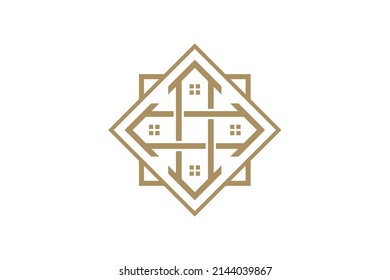 Elegante patrón de ornamento dorado cuadrado Vector de lujo de oro