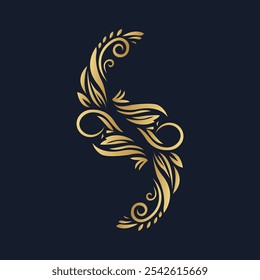 Elegant Golden Ornamental Floral Design on Dark Background